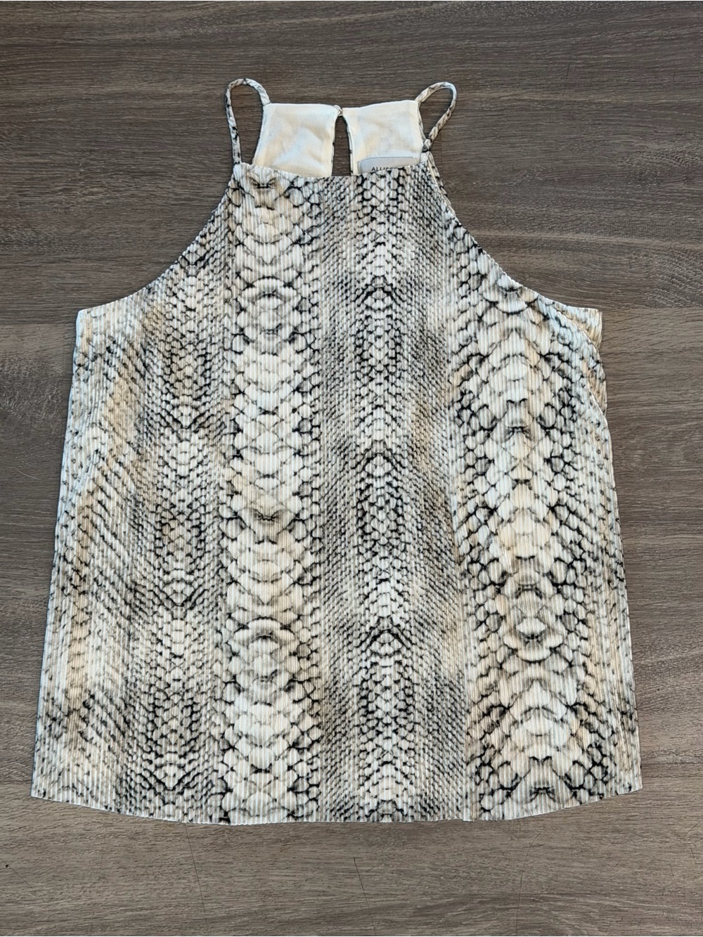 Allison Joy Evereve Pleated Snake Print High Neck Halter Tank Top Size M